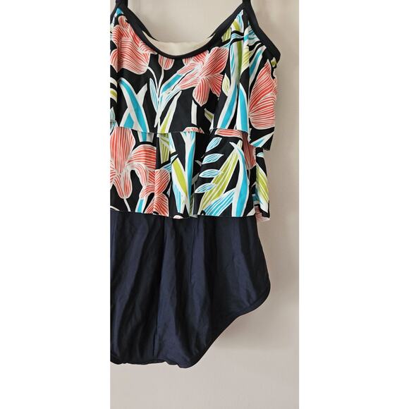 Maxine of Hollywood Floral Print One Piece Swimsuit Bathing Suit Size 12 Women - Picture 8 of 11